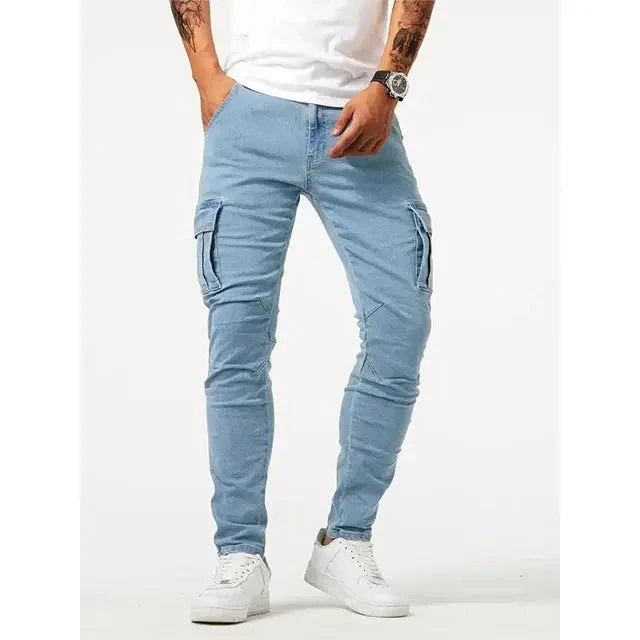 Denim Jeans Cargo Trousers - Crown & Cuff
