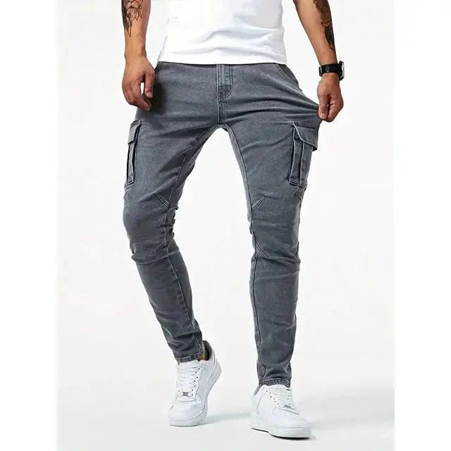 Denim Jeans Cargo Trousers - Crown & Cuff