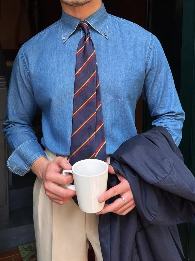 Elegant Denim Shirt - Crown & Cuff