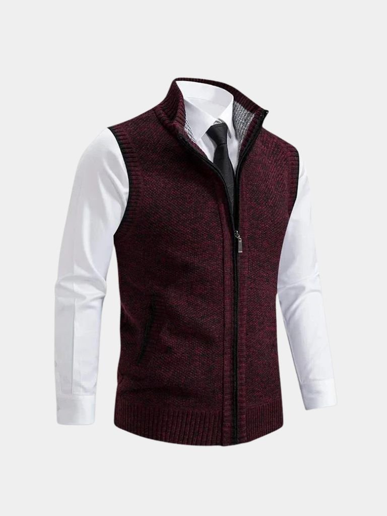Elegant Full-Zip Sweater Vest - Crown & Cuff