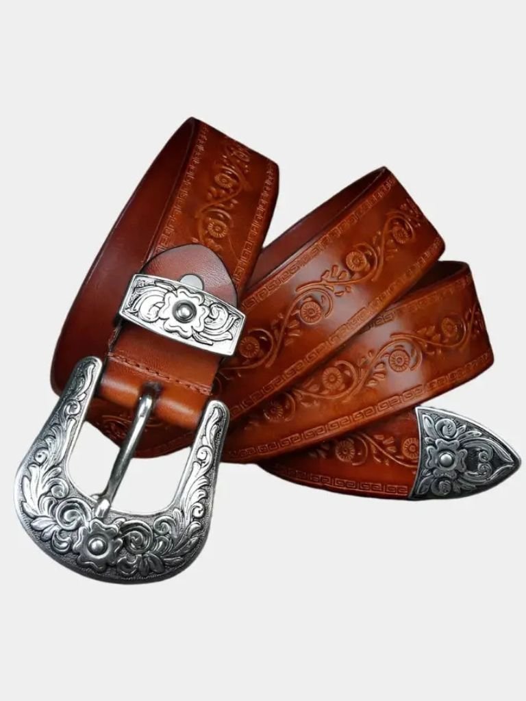 Elegant Western Leather Belt - Crown & Cuff