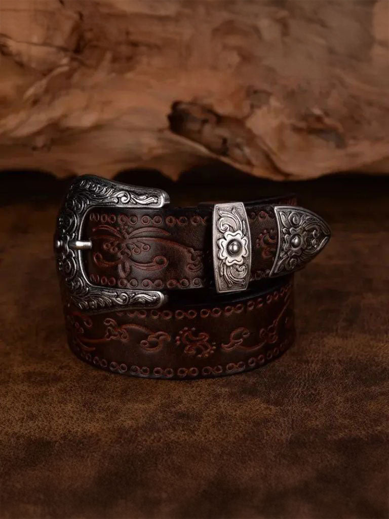 Elegant Western Leather Belt - Crown & Cuff