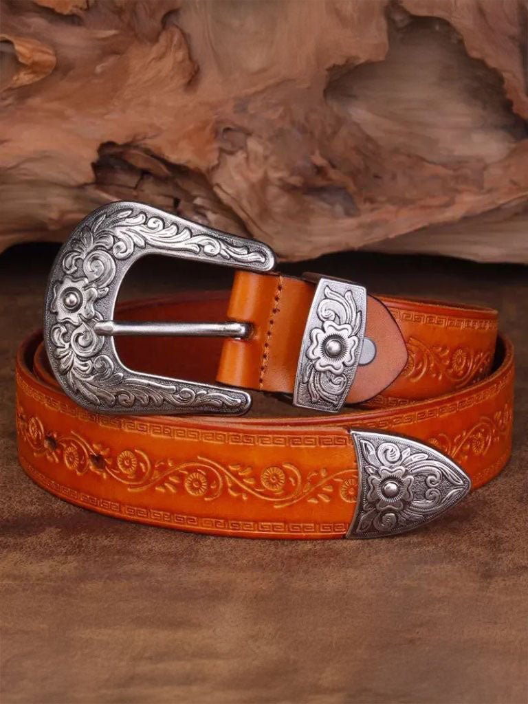 Elegant Western Leather Belt - Crown & Cuff