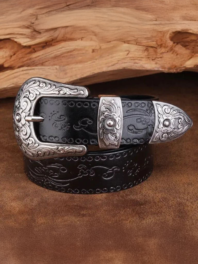 Elegant Western Leather Belt - Crown & Cuff
