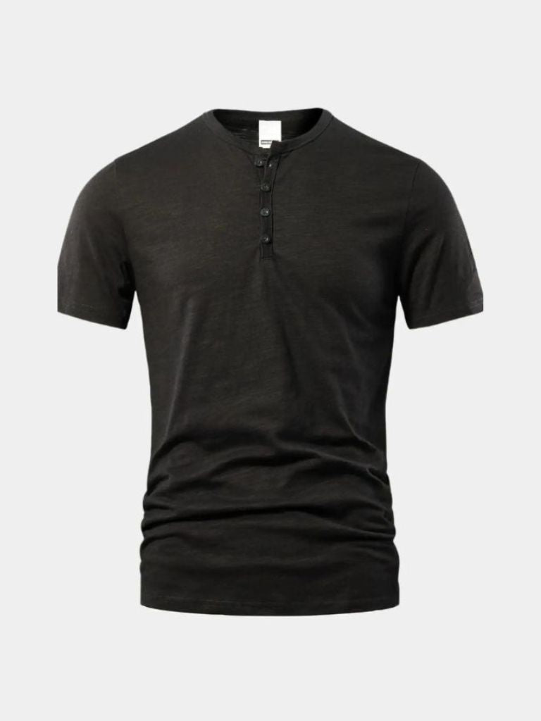 Essential Casual Henley Neck T-Shirt - Crown & Cuff
