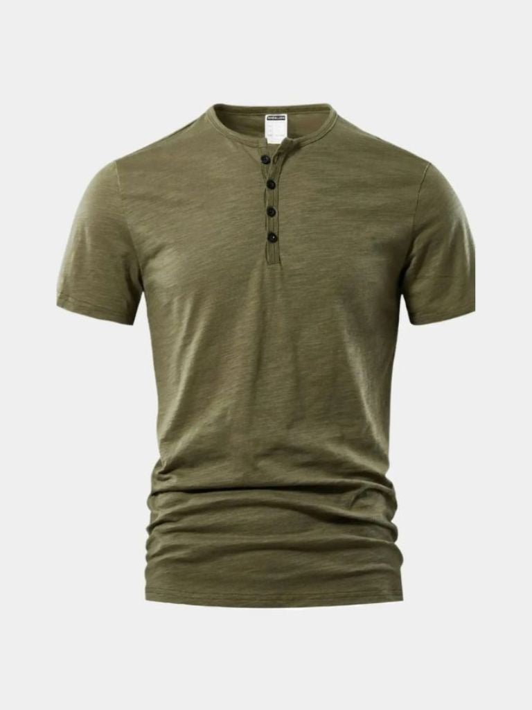 Essential Casual Henley Neck T-Shirt - Crown & Cuff