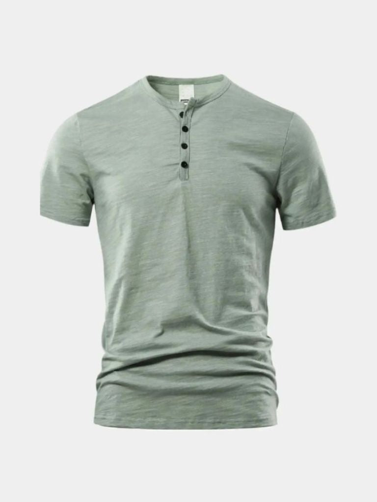Essential Casual Henley Neck T-Shirt - Crown & Cuff