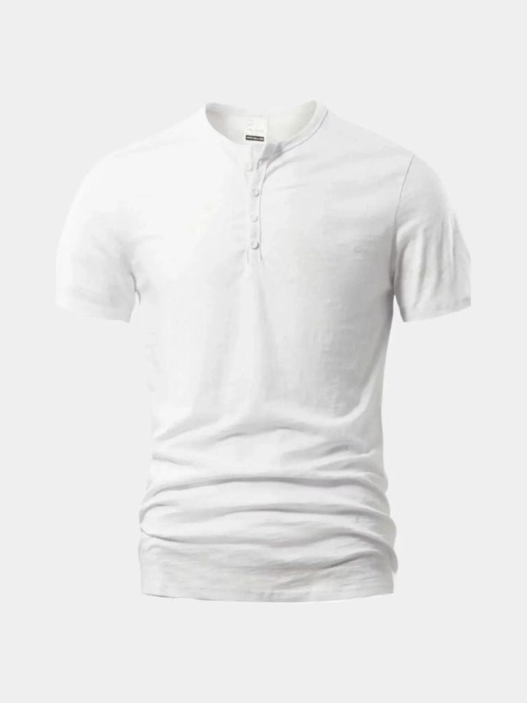 Essential Casual Henley Neck T-Shirt - Crown & Cuff