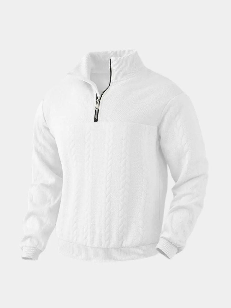 Essential Henley Quarter Zip Pullover - Crown & Cuff