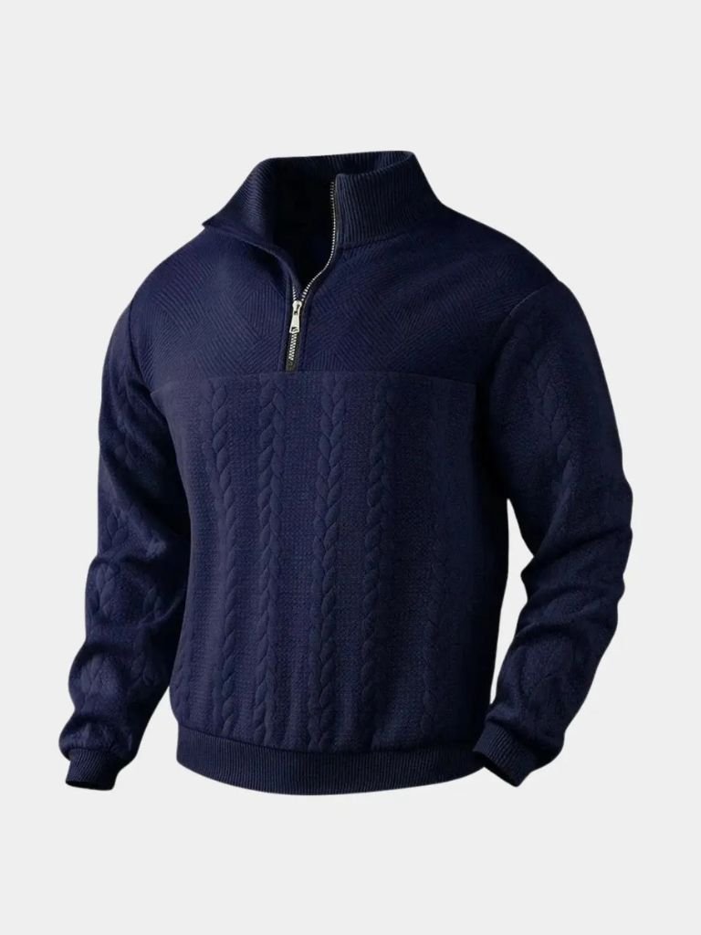 Essential Henley Quarter Zip Pullover - Crown & Cuff