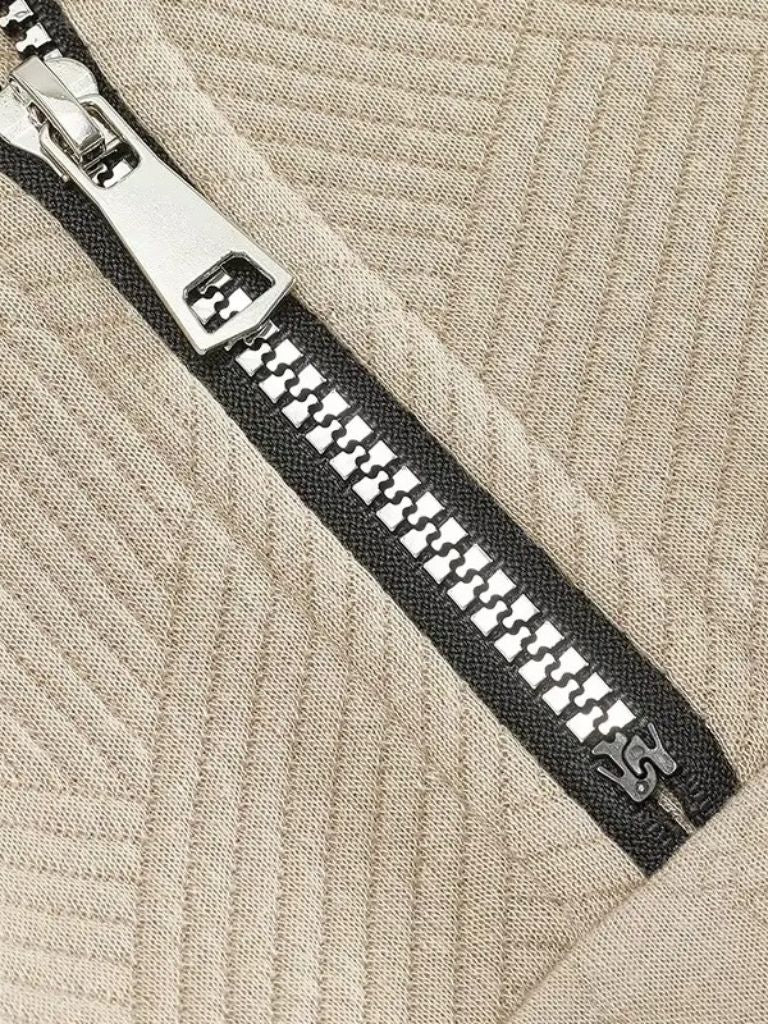 Essential Henley Quarter Zip Pullover - Crown & Cuff