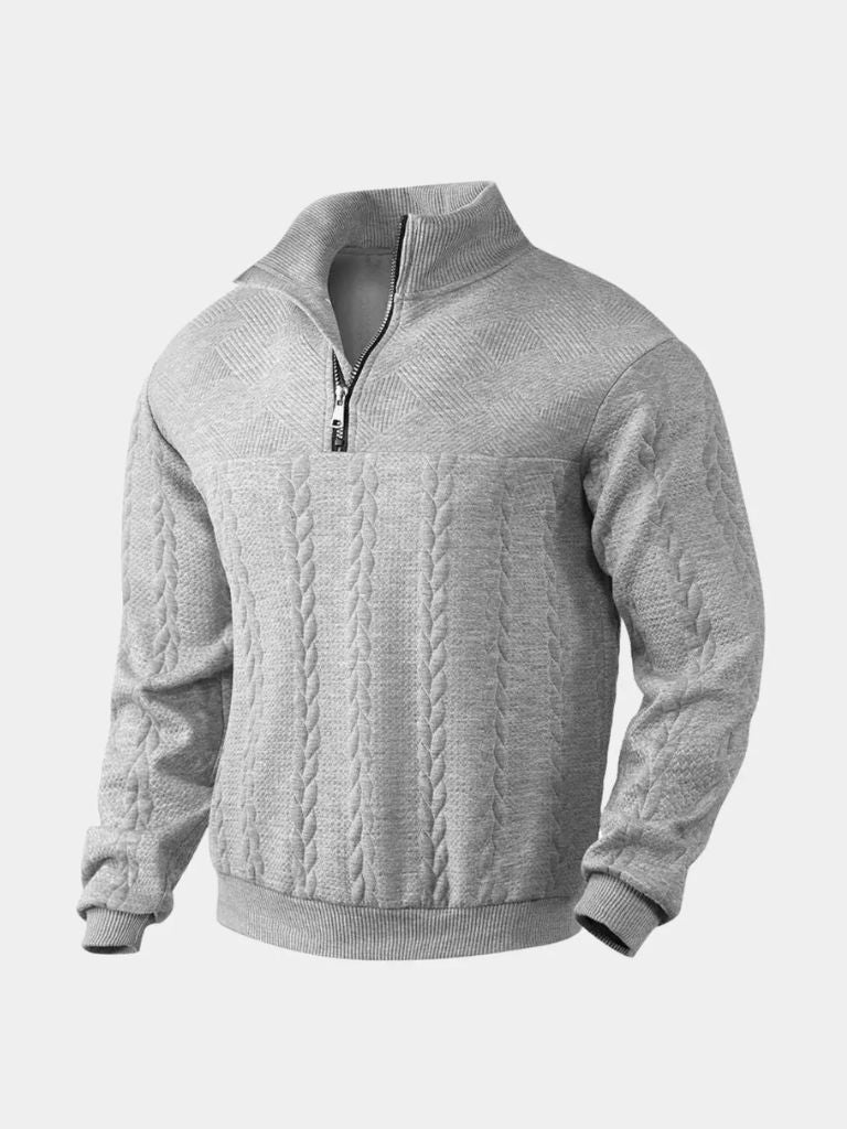 Essential Henley Quarter Zip Pullover - Crown & Cuff