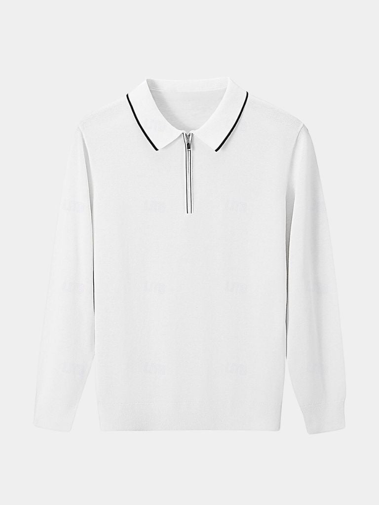 Ivory Elite Long Sleeve Polo – Crown & Cuff