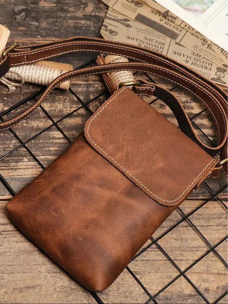 Men's Mini Leather Shoulder Bag - Crown & Cuff
