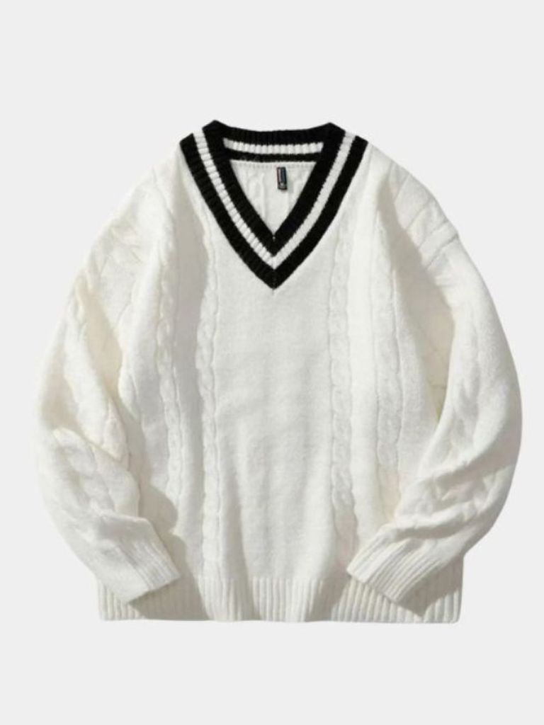 Minimalist V-Neck Sweater - Crown & Cuff
