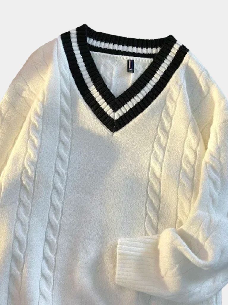 Minimalist V-Neck Sweater - Crown & Cuff