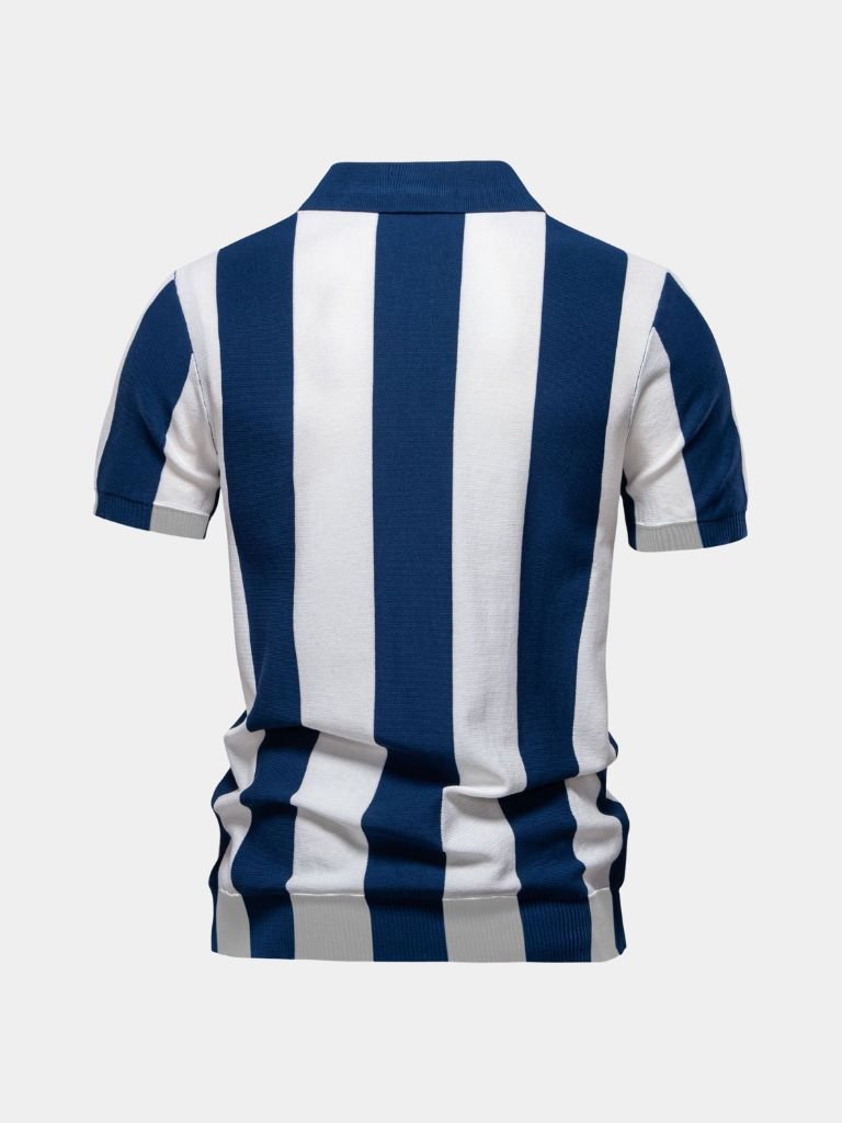 Navy Stripe Polo - Crown & Cuff