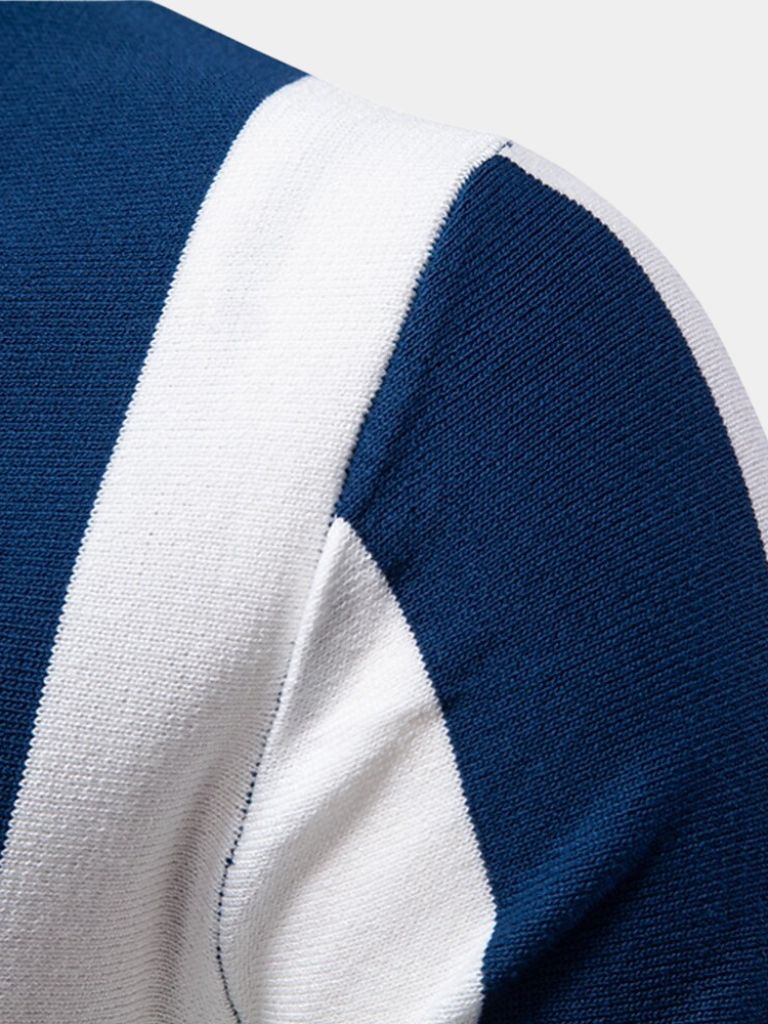 Navy Stripe Polo - Crown & Cuff