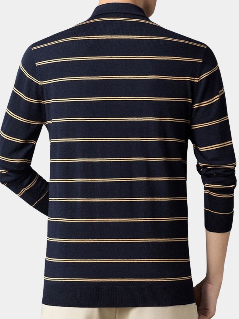 Navy Sunset Striped Polo - Crown & Cuff