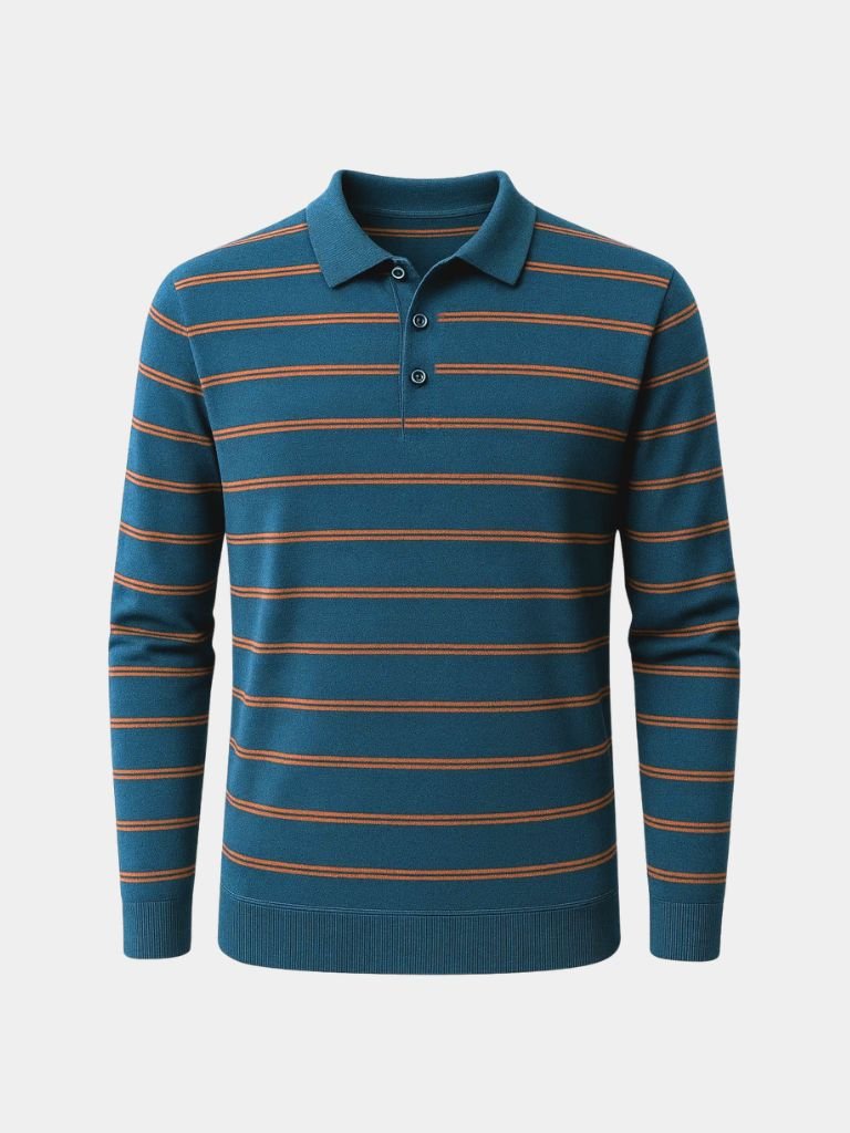 Navy Sunset Striped Polo - Crown & Cuff