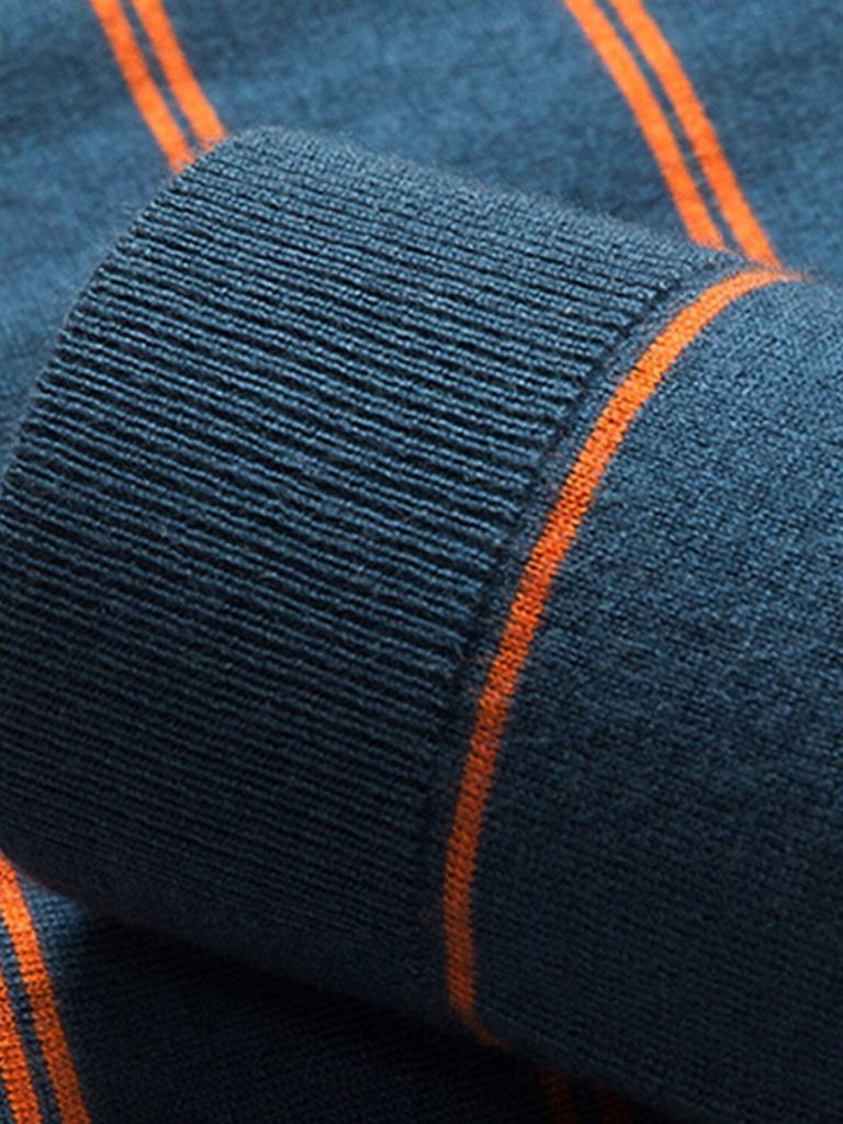 Navy Sunset Striped Polo - Crown & Cuff