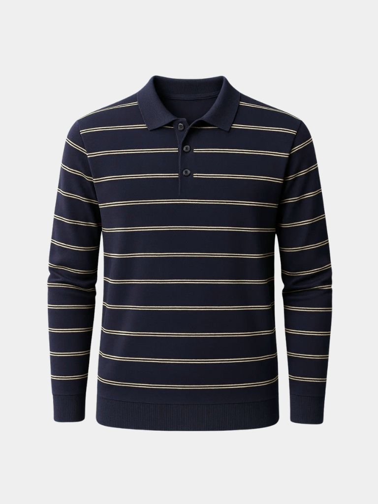 Navy Sunset Striped Polo - Crown & Cuff