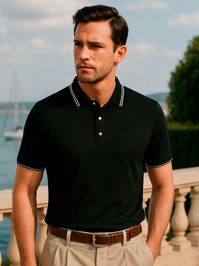 Obsidian Trim Polo – Crown & Cuff