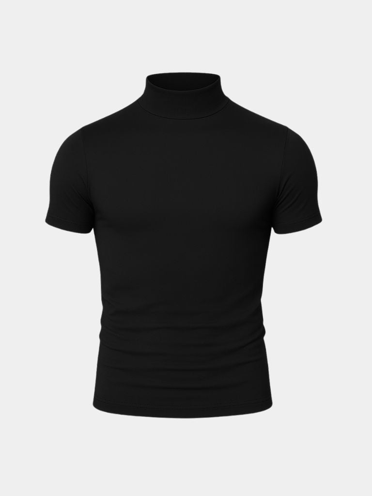 Solid Casual Turtle Neck T-Shirt - Crown & Cuff