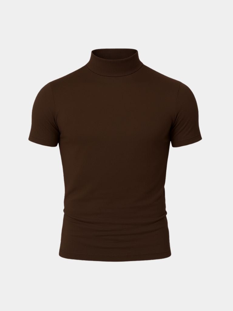 Solid Casual Turtle Neck T-Shirt - Crown & Cuff