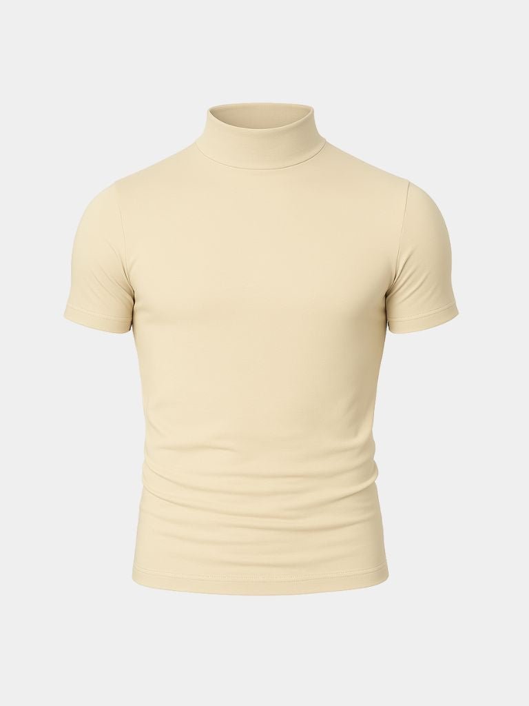 Solid Casual Turtle Neck T-Shirt - Crown & Cuff