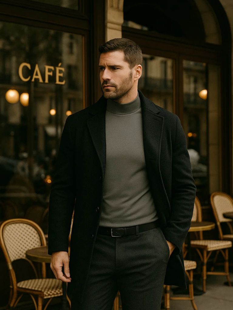 Solid Casual Turtle Neck T-Shirt - Crown & Cuff