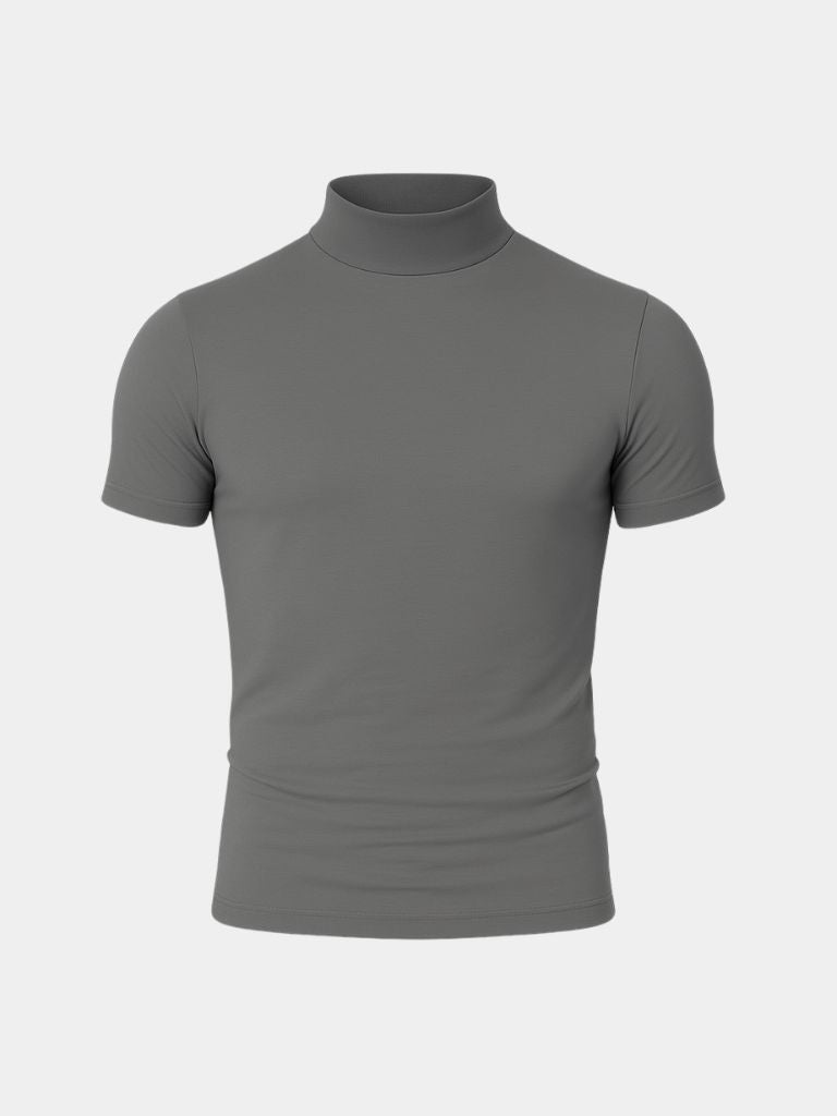 Solid Casual Turtle Neck T-Shirt - Crown & Cuff