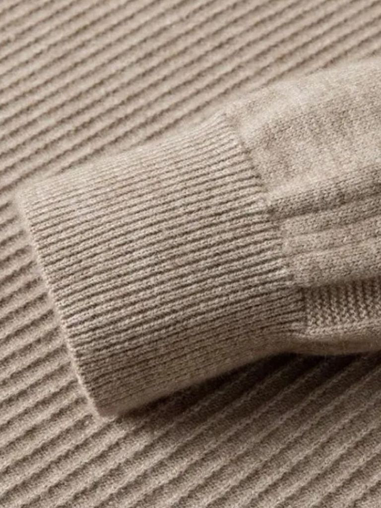 Stripe Quarter Zip Wool Sweater - Crown & Cuff