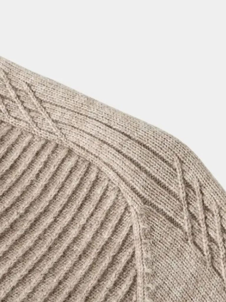 Stripe Quarter Zip Wool Sweater - Crown & Cuff