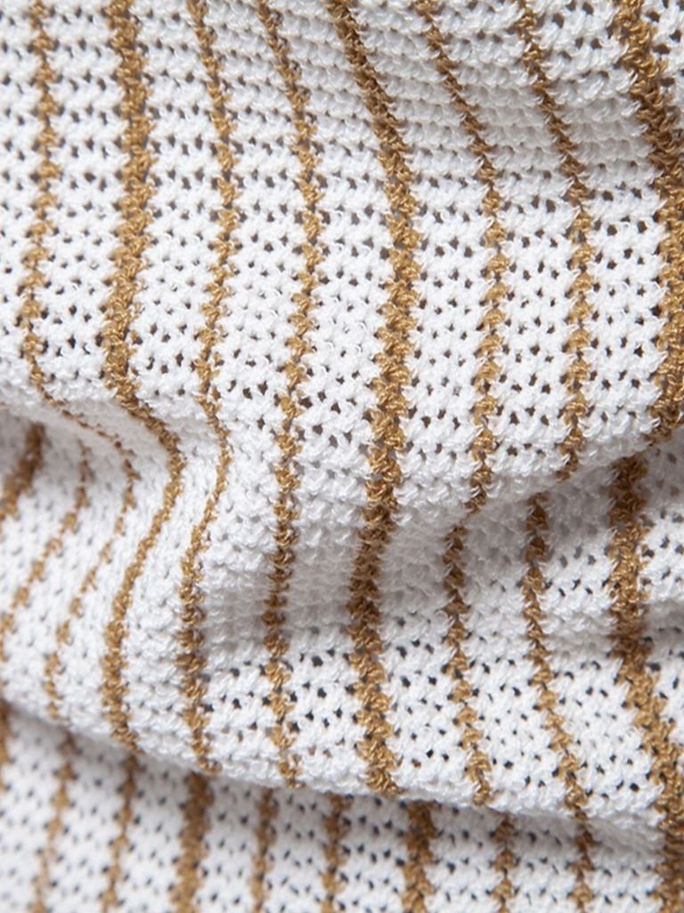 Striped Knit Polo Shirt - Crown & Cuff