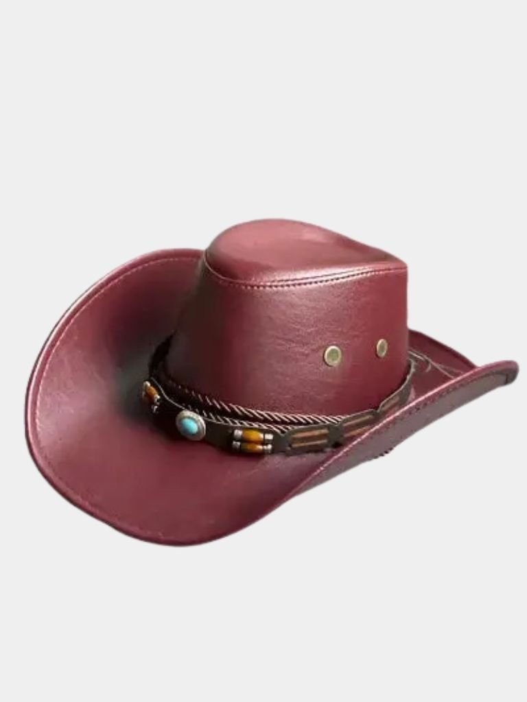 Western Cowboy Leather Hat - Crown & Cuff
