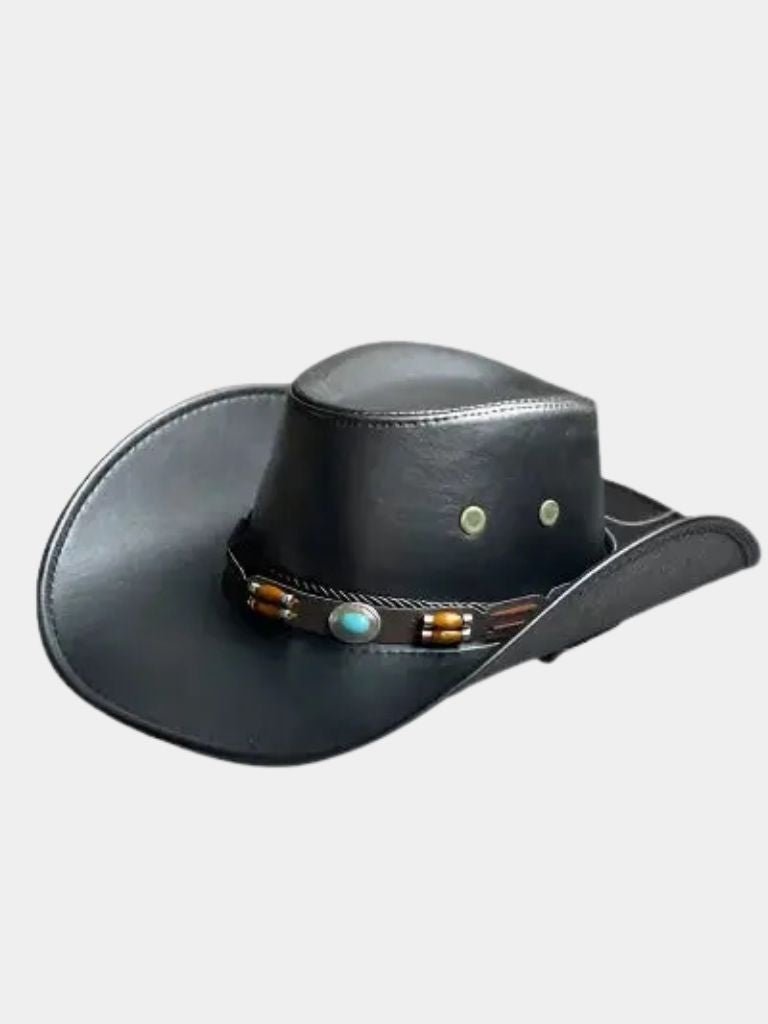 Western Cowboy Leather Hat - Crown & Cuff