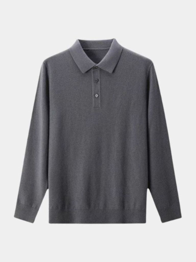 Wool Knit Button Up Polo Pullover - Crown & Cuff