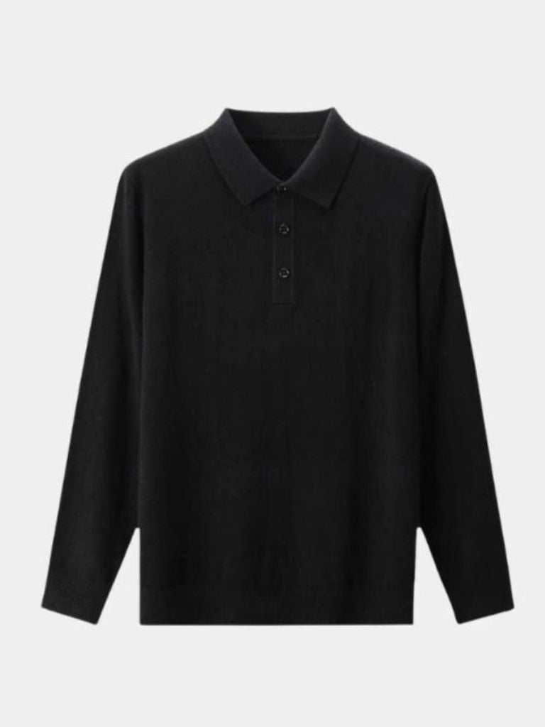 Wool Knit Button Up Polo Pullover - Crown & Cuff